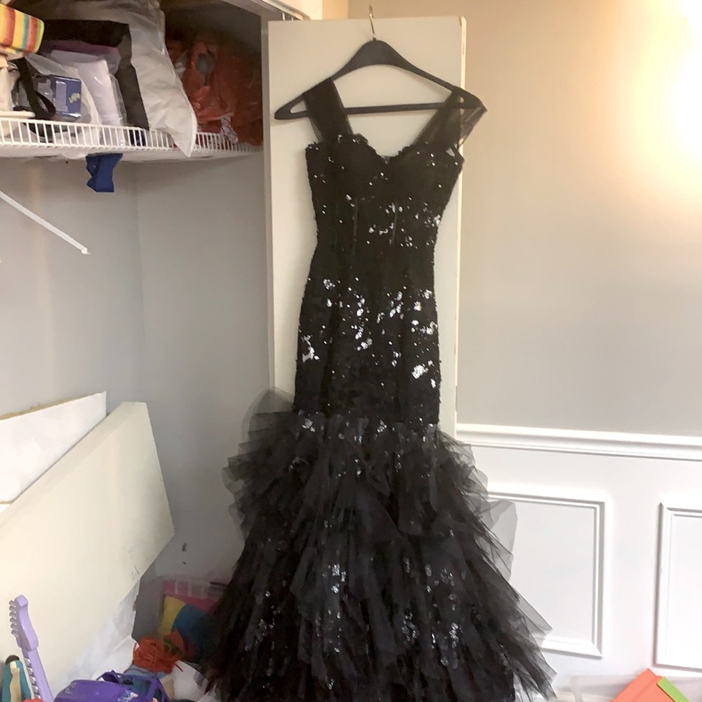 Beaded black evening gown